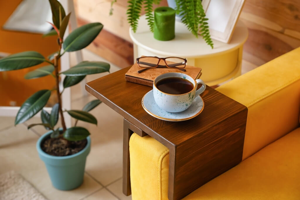 Wooden sofa sleeve cup holder